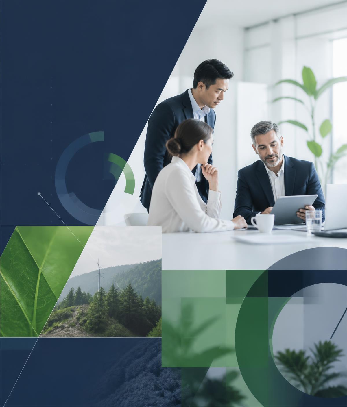 Profissionais analisando indicadores de gestão ESG em ambiente corporativo